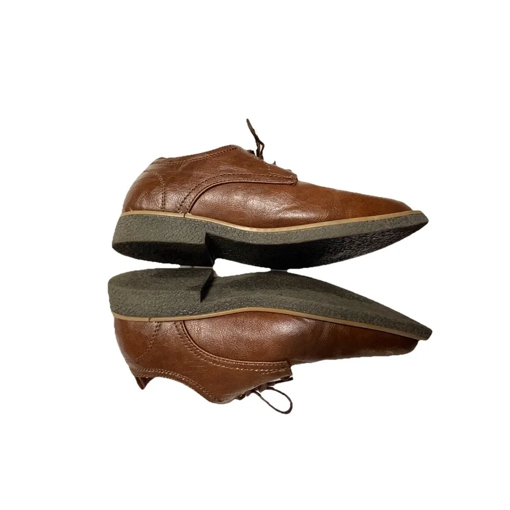 Deer Stags Zander Boys 5M Brown Faux Leather‎ Oxford Dress Shoes Memory Foam